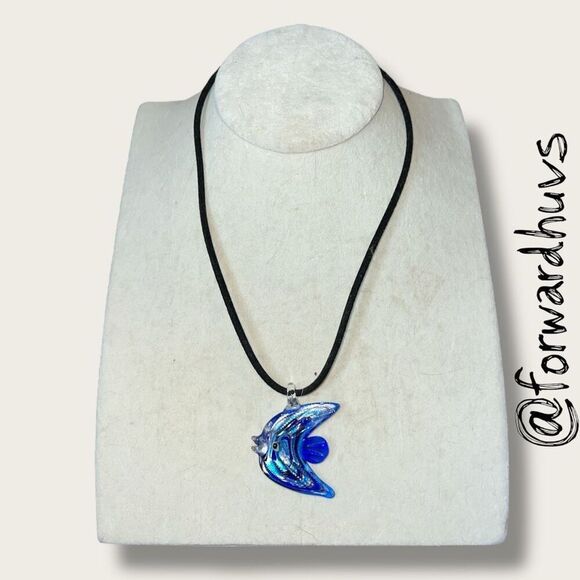 Murano Style Glass Angelfish Pendant – Handmade Dichroic Jewelry - Picture 4 of 9